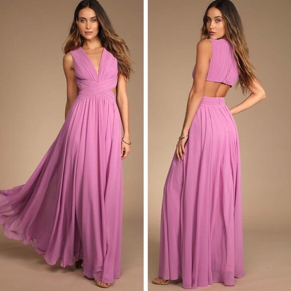 Lulus Vivid Imagination Lilac Cutout Maxi Dress Size Medium NWT Wedding Formal - Picture 1 of 8